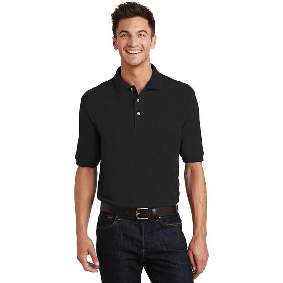 Van Heusen Black Stretch Cotton Short Sleeve Collared Polo Shirt Men's Size XL - Picture 1 of 4
